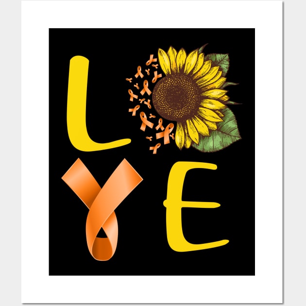 love leukemia sunflower Wall Art by TeesCircle